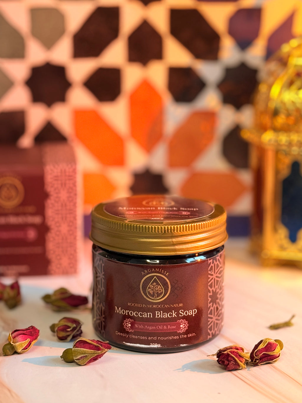 Moroccan Beldi Soap with Argan Oil & Rose – 200g