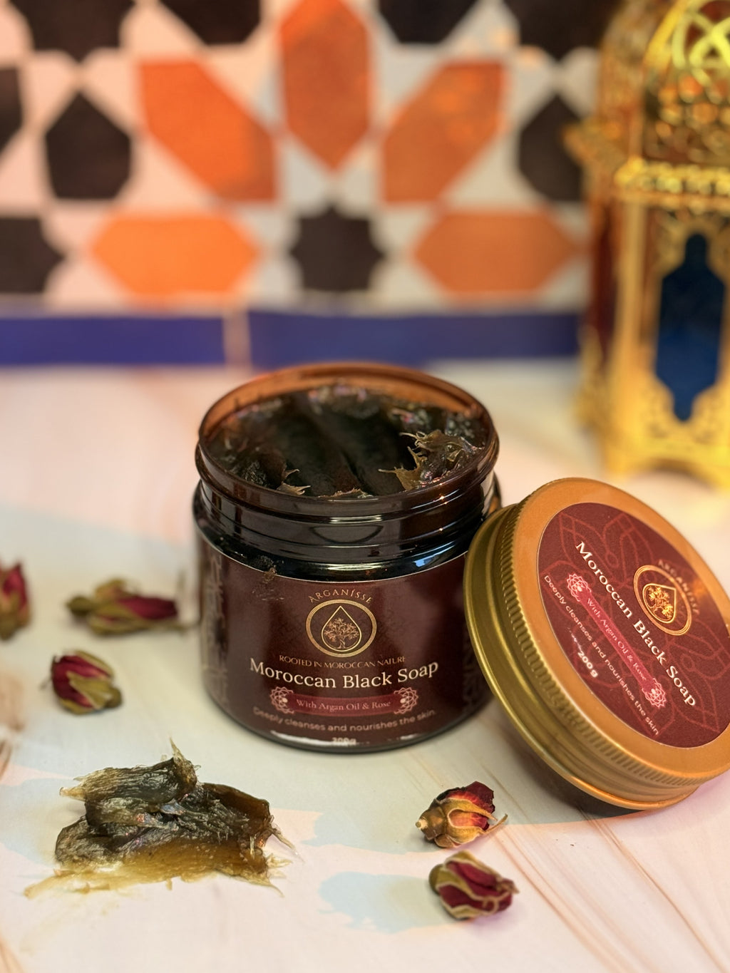 Moroccan Beldi Soap with Argan Oil & Rose – 200g