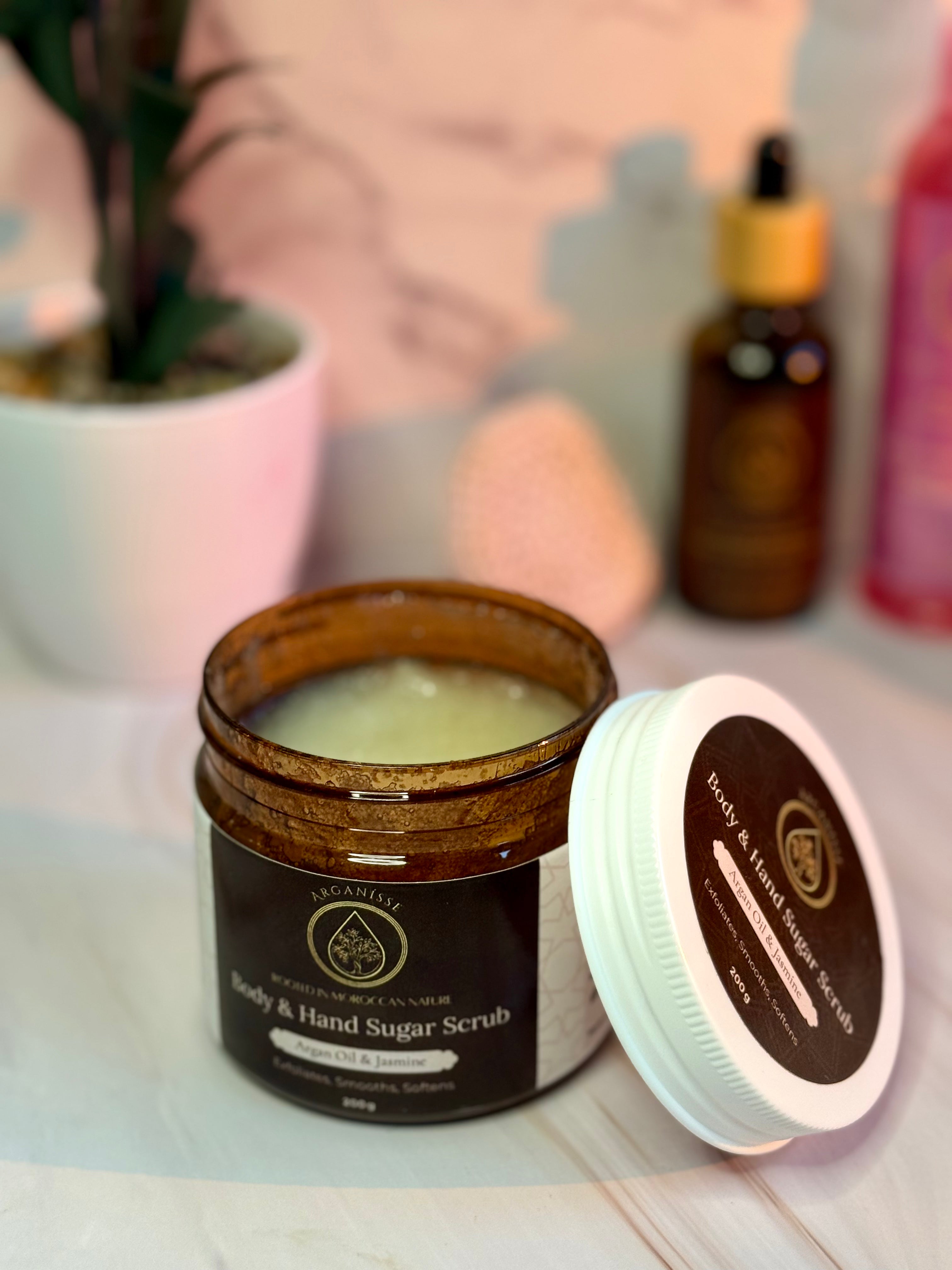 Argan & Jasmine Sugar Scrub – Hand & Body (200g)