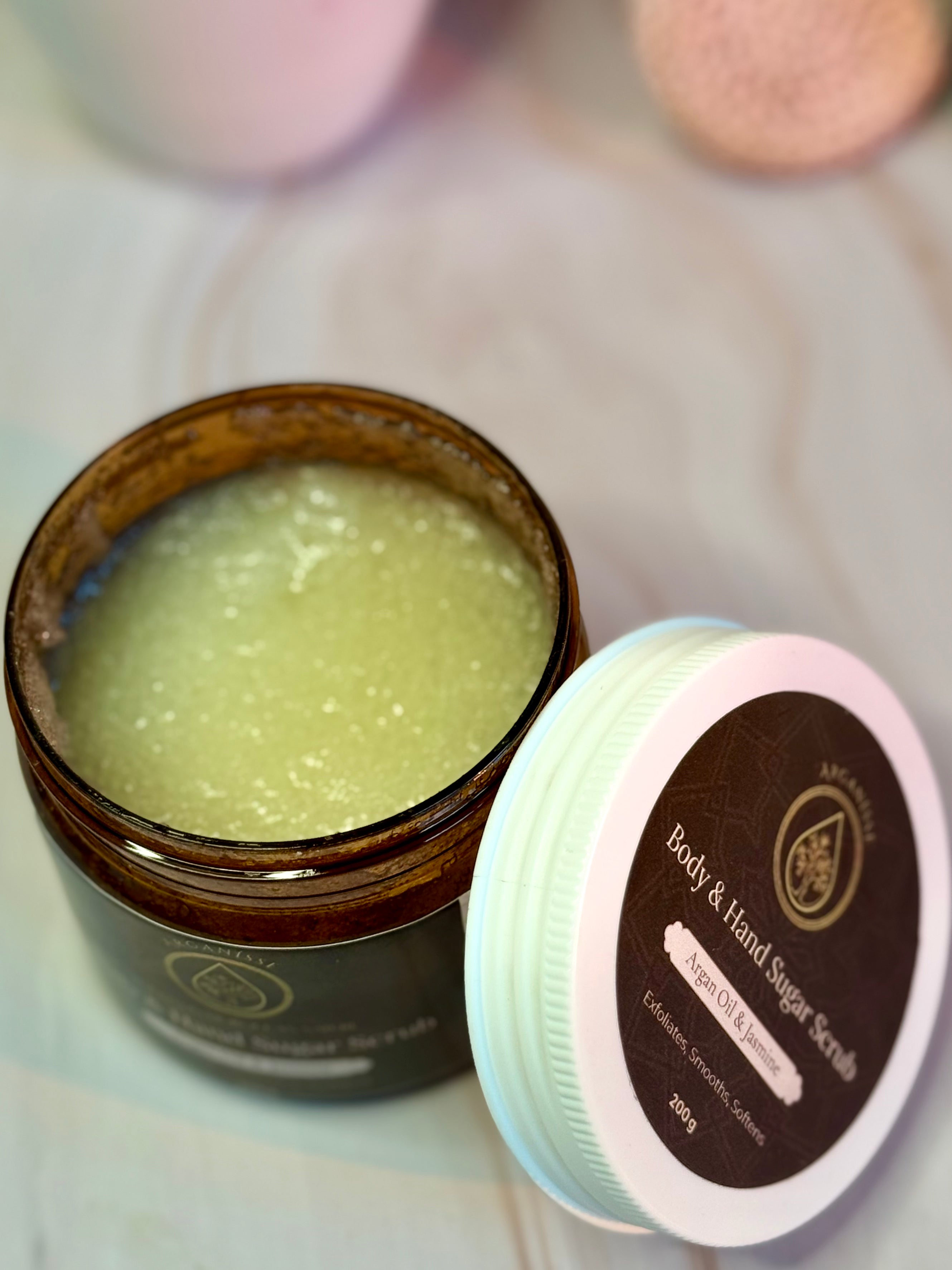 Argan & Jasmine Sugar Scrub – Hand & Body (200g)